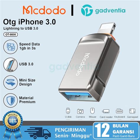 Jual Mcdodo Ot 8600 Mini Otg Adapter Converter Lightning To Usb