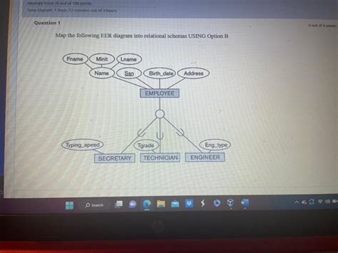 Solved Map The Following Eer Diagram Into Relational Schemas