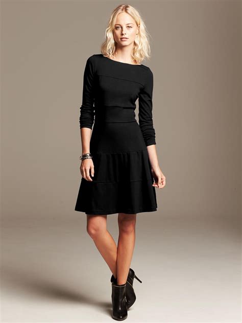 Seamed Ponte Fit And Flare Dress Banana Republic