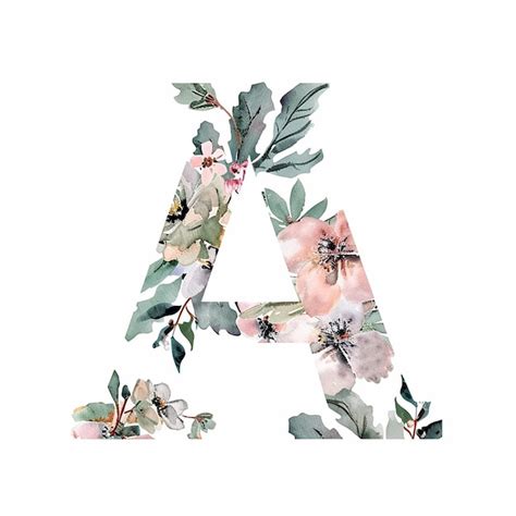 Premium Photo Floral Watercolor Letter A Isolated On White Background