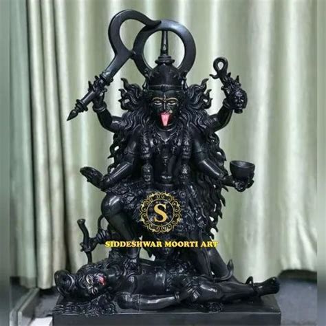 Traditional Hindu Black Marble Kaalratri JwalaMukhi Kali Maa Statue