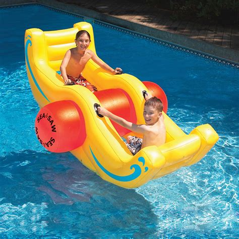 Swimline Vinyl Inflatable Sea Saw Rocker Pool Float Yellow Swimming Pool Toys