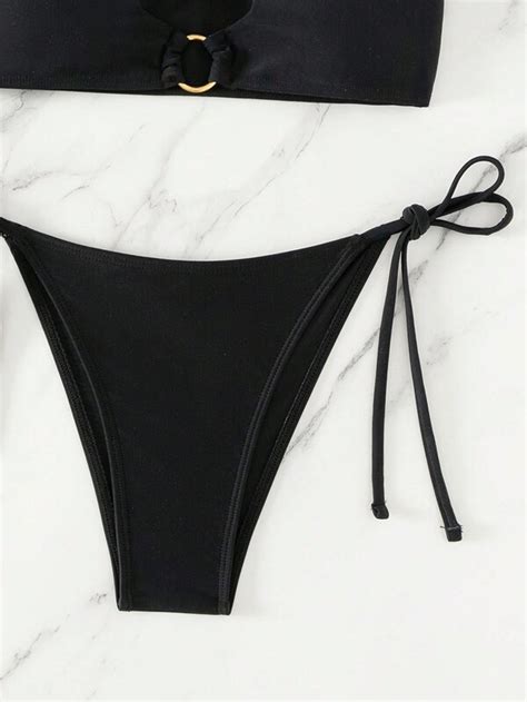 SHEIN Swim SXY Ring Linked Bandeau Tie Side Bikini Swimsuit SHEIN USA