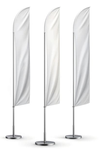 White Blank Feather Flags Vertical Banners Stand 3d Realistic Mockup Vector Set Of Textile