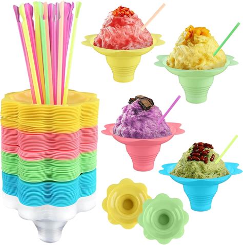 Amazon QWLWBU 100 Pcs 4oz Colorful Snow Cone Cups And 100 Pcs