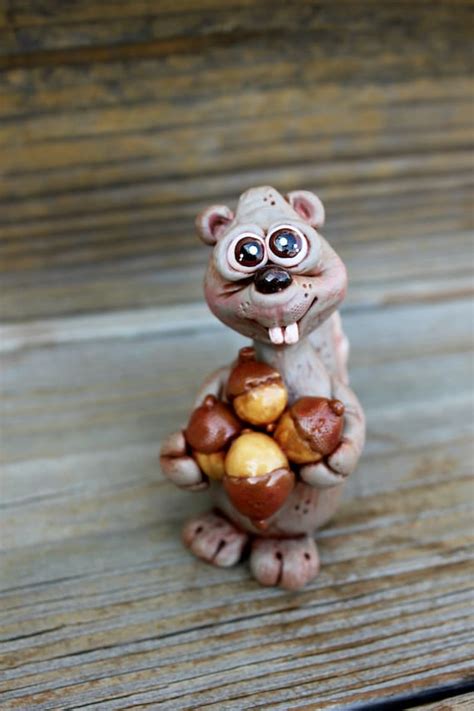 Squirrel Polymer Clay Sculpture