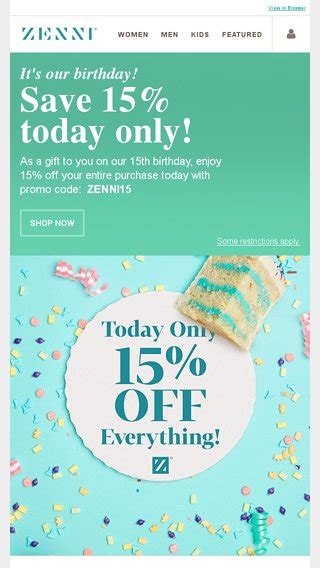 15 Off Birthday Flash Sale Zenni Optical Email Archive