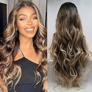 Amazon Xiweiya Highlight Ombre Lace Front Wig Brown Mixed Blonde