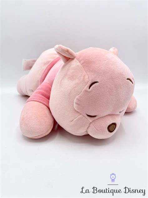 Peluche Winnie l ourson rose dort Disney Miniso couché 36 cm Peluches