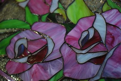 Stained Glass Pink Rose Stained Glass Panel Stained Glass Etsy