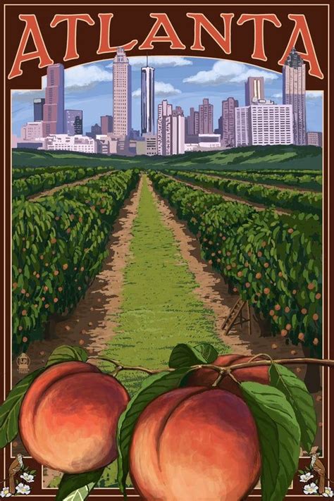 Atlanta Georgia Peaches Art Prints Wood Metal Signs Canvas