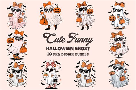 Cute Halloween Clipart Ghost Png Bundle Graphic By Sayed Graphics