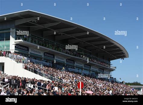 General View Of The Grandstand At Epsom Downs Racecourse Hi Res Stock