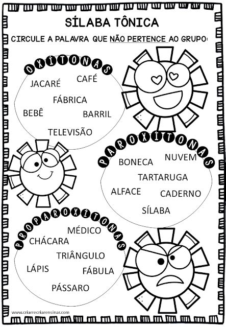 ATIVIDADES SÍLABA TÔNICA Criar Recriar Ensinar