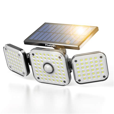 Mustwin Solar Powered Motion Sensor Security Light Head Led Wall