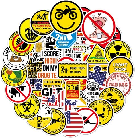 50pcs Hard Hat Stickers For Toolbox Helmet Hood Funny