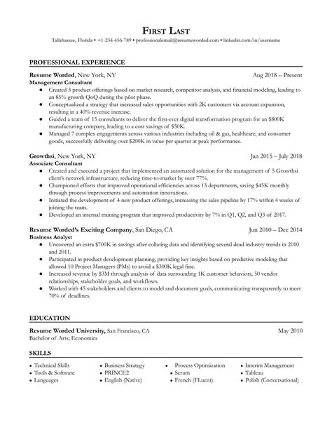 7 Consultant Resume Examples For 2023 Resume Worded