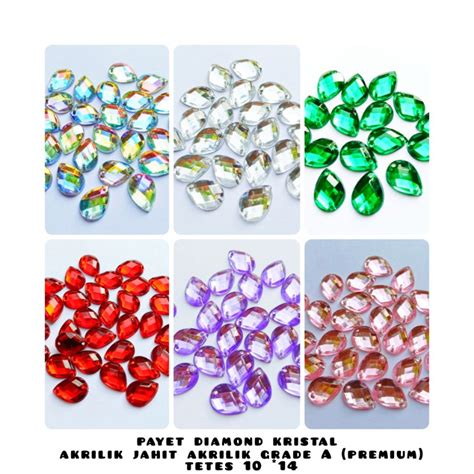 Jual Payet Diamond Kristal Akrilik Jahit Tetes Grade A Ukuran 10 X 14