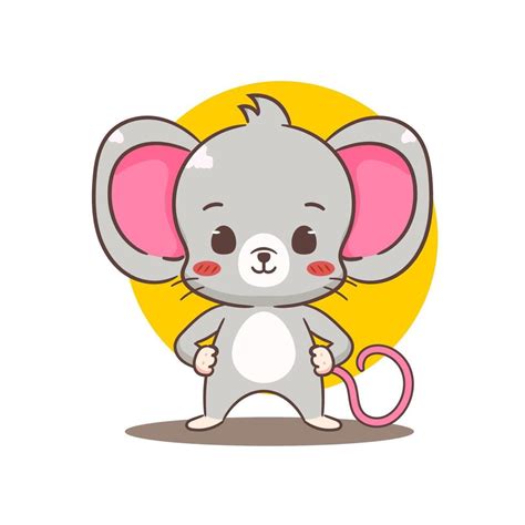 Cute Mouse Standing Cartoon Character Adorable Kawaii Animal Mascot