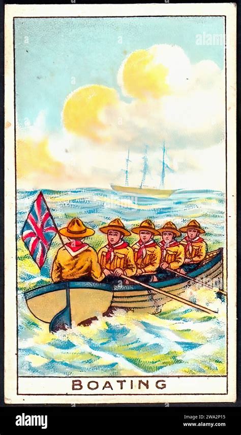 Boy Scouts Boating Vintage British Tradecard Stock Photo Alamy