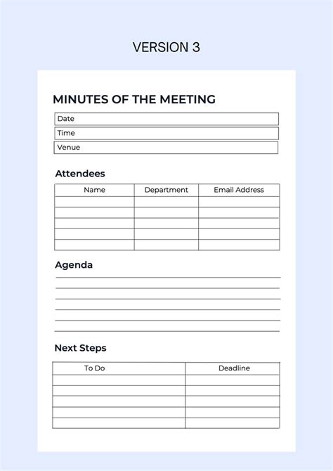 Meeting Notes Template Printable, Meeting Minutes, Meeting Agenda ...