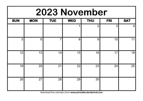 Novmber Calendar Calendar