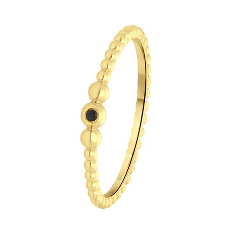 Zilveren Goldplated Ring Bol Zirkonia Zwart Lucardi Be