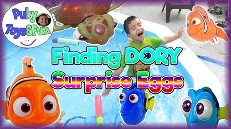 Finding Dory Surprise Eggs Toys Hunt For Swimming Pool Summer Fun Puky