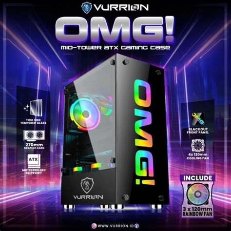 Jual Casing Gaming Vurrion OMG ATX Tempered Glass 3 Fan RGB Shopee