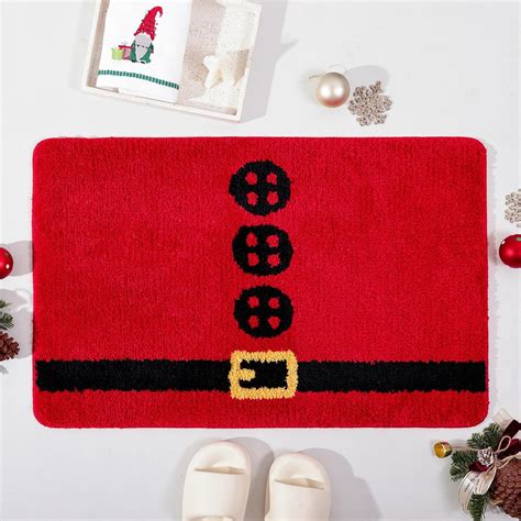 Amazon Truedays Christmas Red Bath Mat Cute Santa Claus Belt