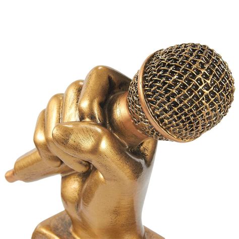 Buy Golden Microphone Trophy Small Resin Singing Award Trophy For