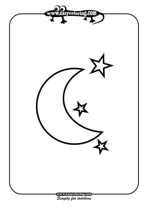 Moon and stars - Simple shapes | Star coloring pages, Moon drawing ...