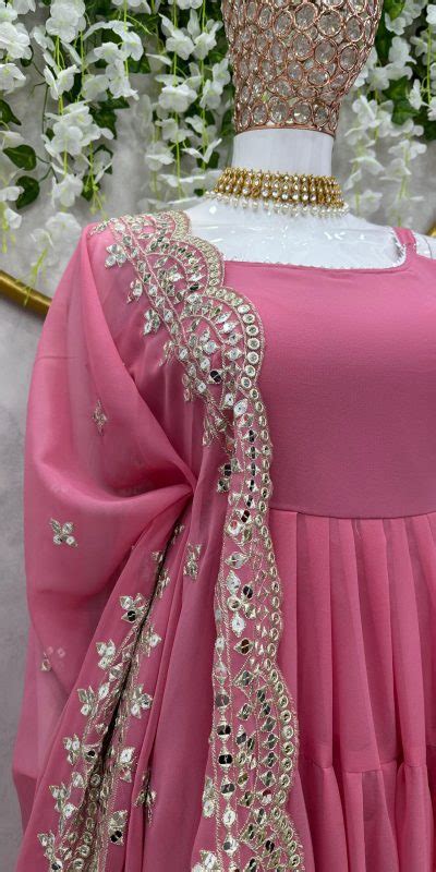 Artful Pink Color Georgette With Heavy Embroidery Sequence Work Party