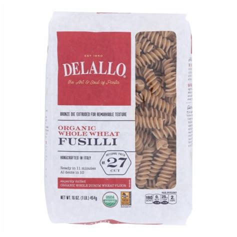 Delallo Organic Whole Wheat Fusilli Pasta Case Of Lb Case