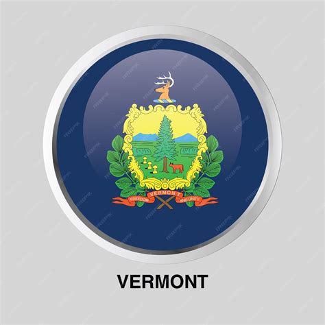 Premium Vector | Vector button flag of vermont state of usa on round frame