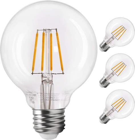 Torchstar G Led Globe Filament Light Bulb Dimmable Edison Vintage