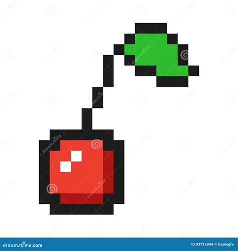 Pixel Art Cherry Icon Game Fruit Vector Illustration Cartoondealer