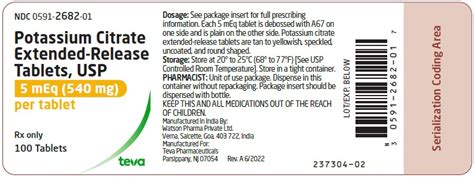 Dailymed Potassium Citrate Tablet Extended Release