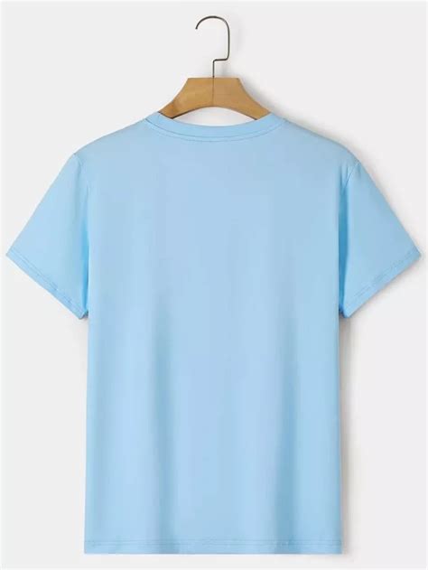 Men Solid Round Neck Tee Shein Usa Round Neck Tees Novelty Tees