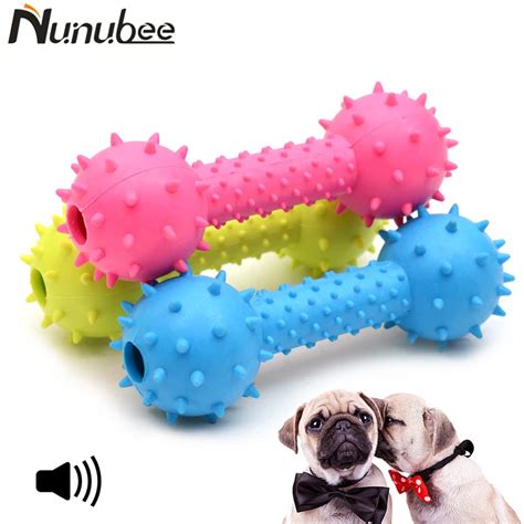 Nunubee Rubber dog toy squeakers pet sound ringing barbell pet dog toys ...