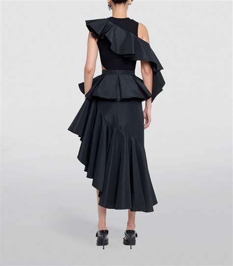 Womens Alexander Mcqueen Black Asymmetric Midi Skirt Harrods Uk