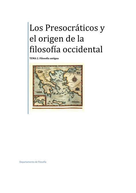 PDF Los Presocráticos y el origen de la filosofía occidental PDF