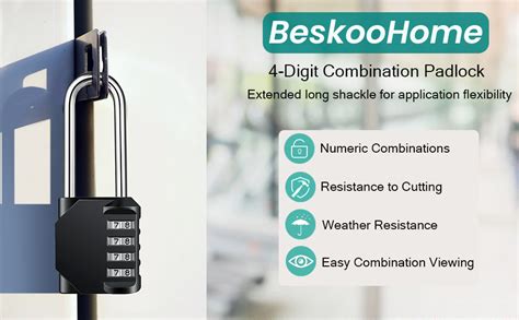 Combination Padlock Heavy Duty Lock Beskoohome Weatherproof Padlock