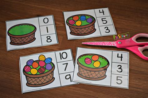 Easter Math Counting Activity For Preschoolers With Count And Clip Cards