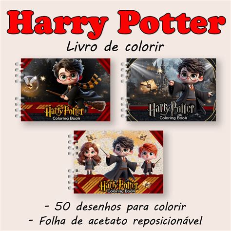 Livro Colorir Harry Potter - Livro de colorir - Harry Potter - Capa Dura - 50 folhas 180gramas ...