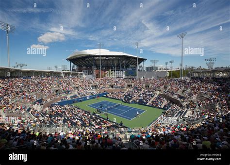 New Grandstand Stadium and Arthur Ashe Stadium, US Open Championships 2016 Stock Photo - Alamy