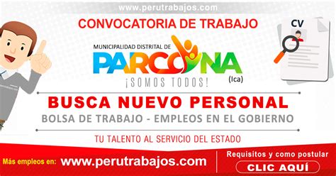 Convocatoria Municipalidad De Parcona Puestos De Trabajo Empleos