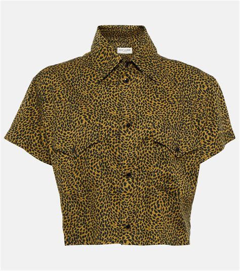 Saint Laurent Leopard Print Cotton Blend Shirt Saint Laurent