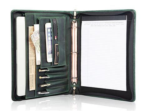 Azxcg Top Grain Padfolio For Men Leather Document Organizer With