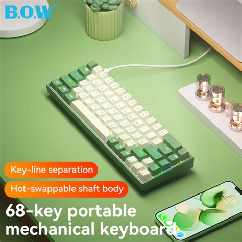 Bow G S Wired Mechanical Gaming Keyboard Keys Abs Hot Swappable Mixed Light Detachable Type